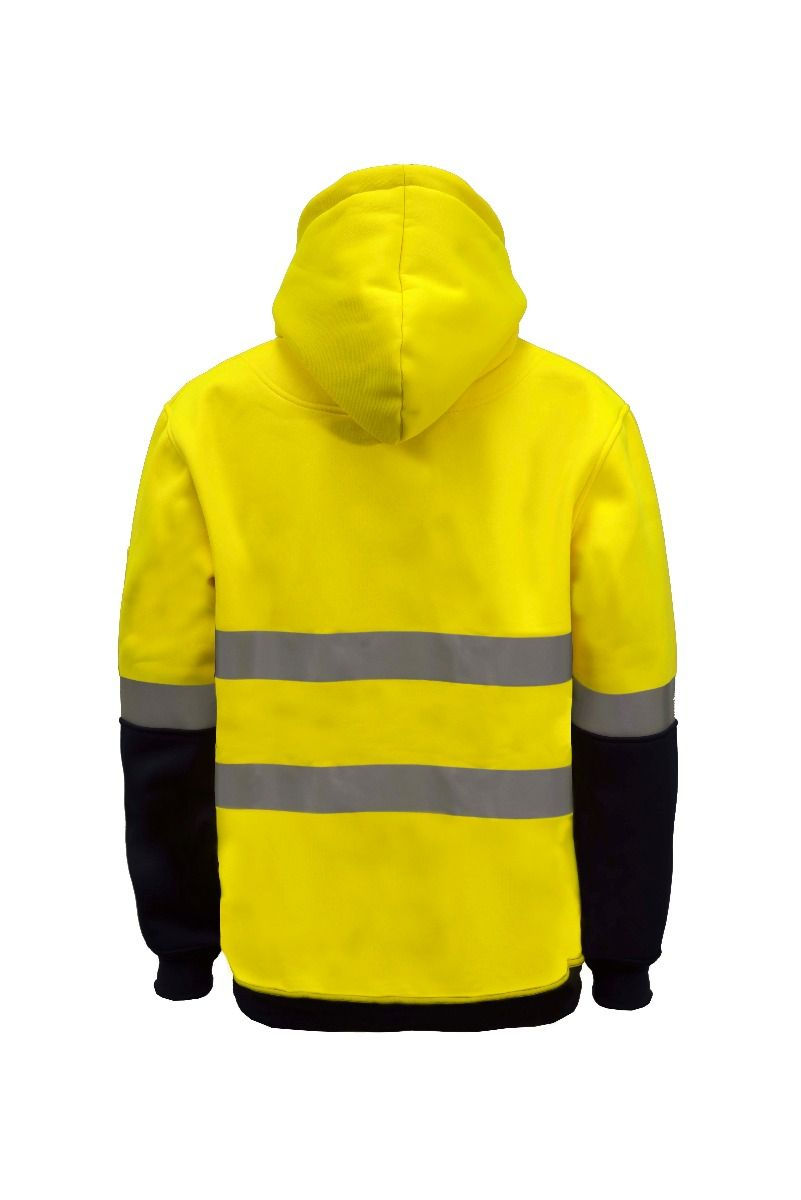 Thumbnail: Hi Vis Two Tone Hoodie With CSR Reflective Tape - Brushed Back Fleece