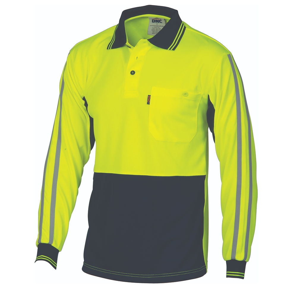 Thumbnail: HiVis Cool-Breathe Stripe Polo - long Sleeve