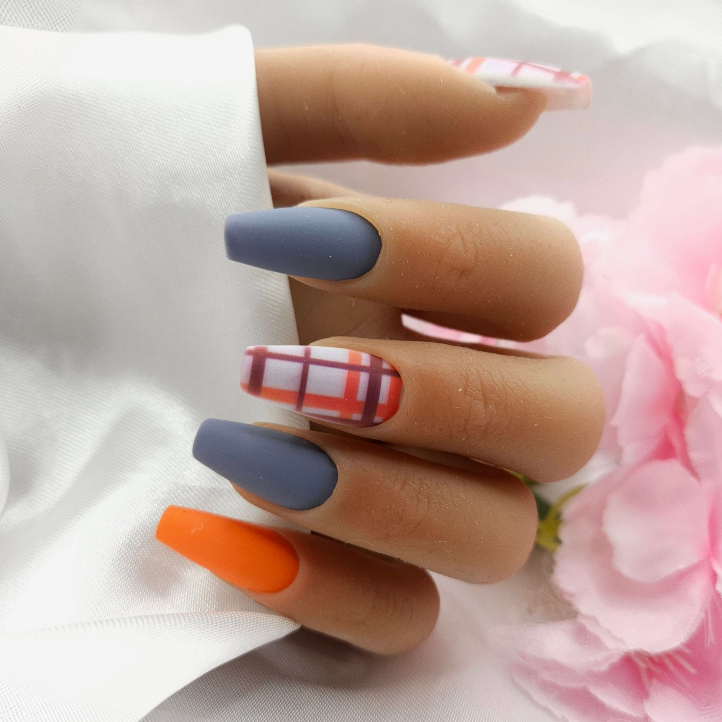 Press On Nails gris orange