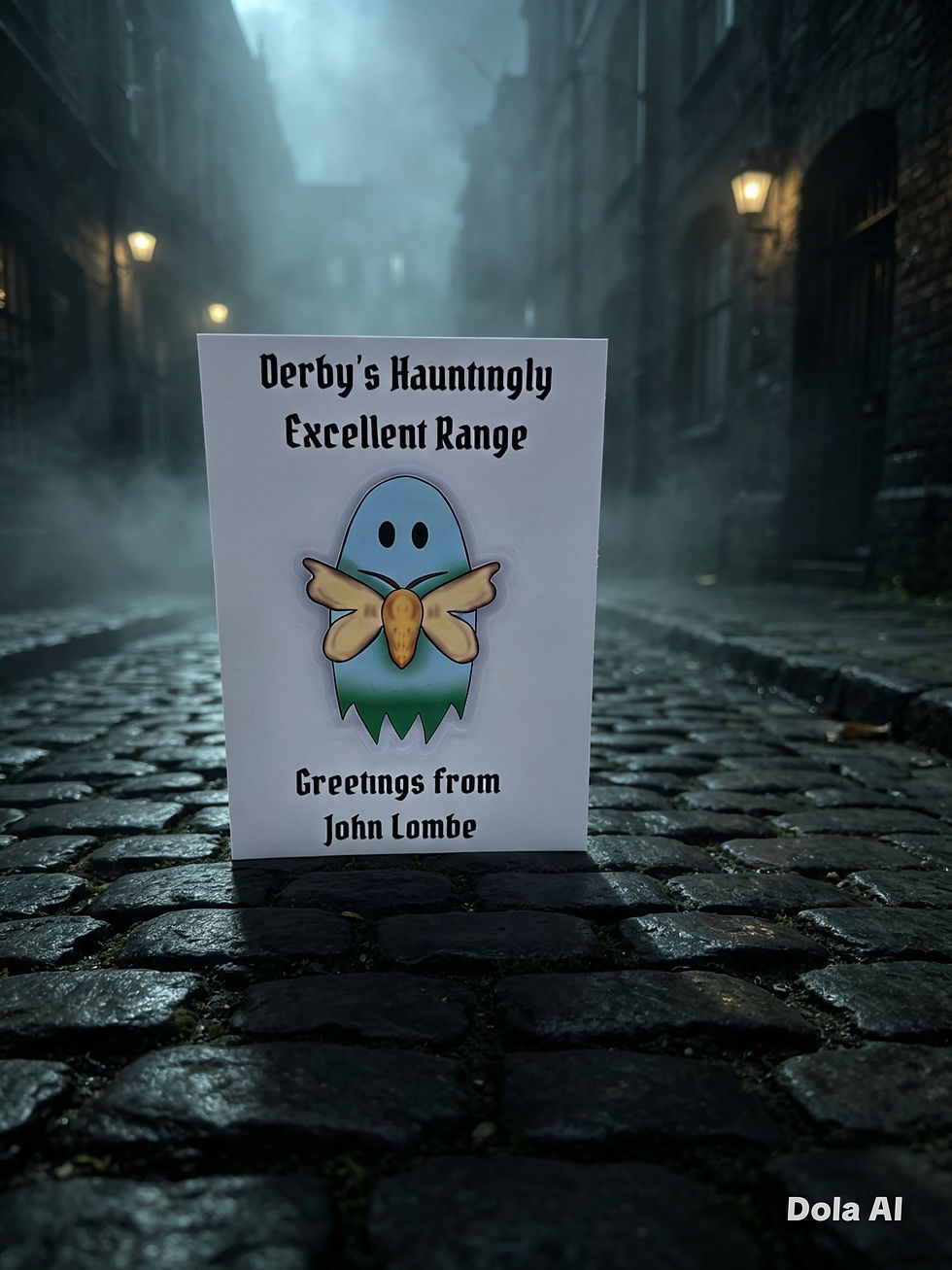 Handmade John Lombe card from Derby's Hauntingly Excellent Range collaboration
