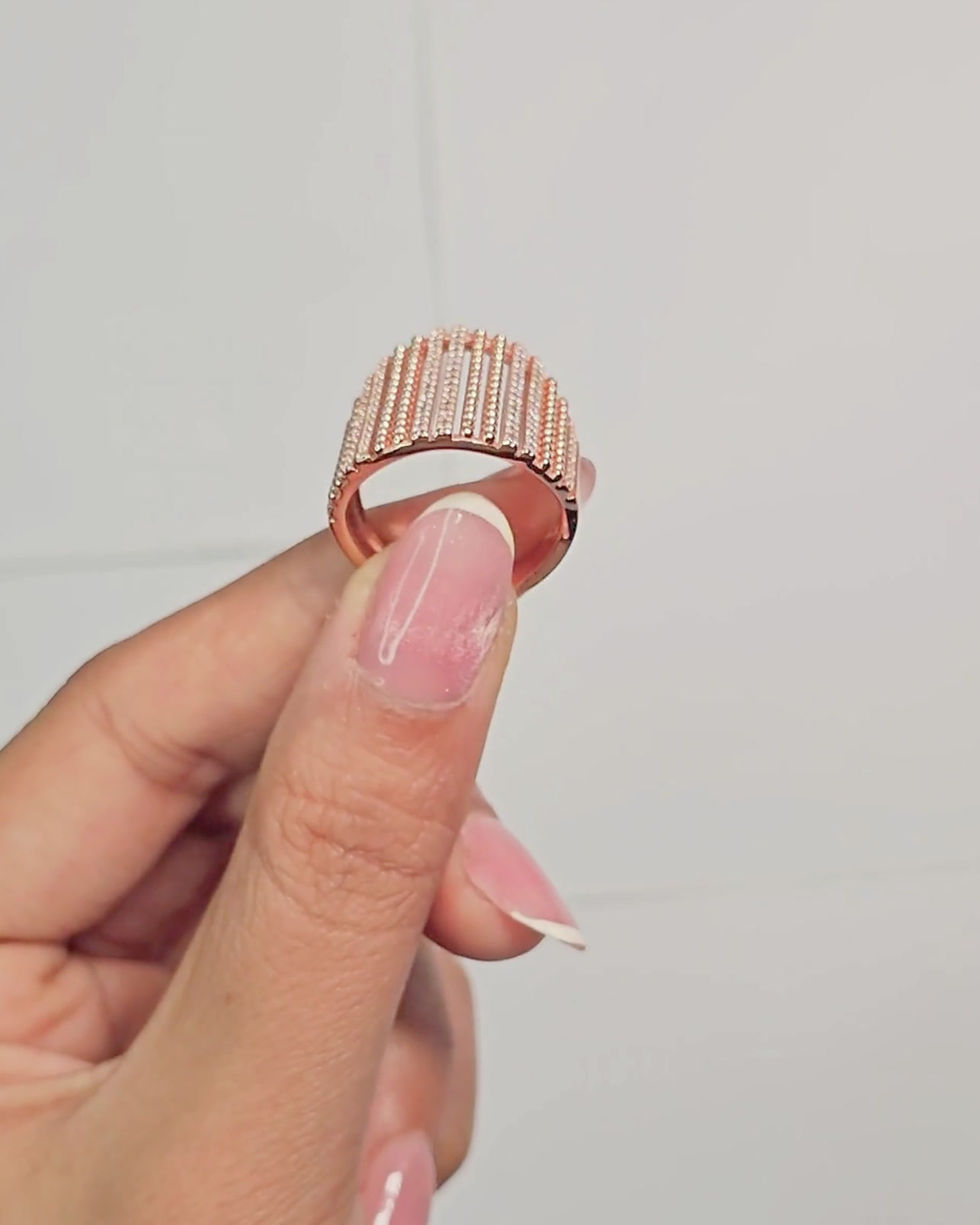 Thumbnail: Haloed Structure Silver diamond Ring