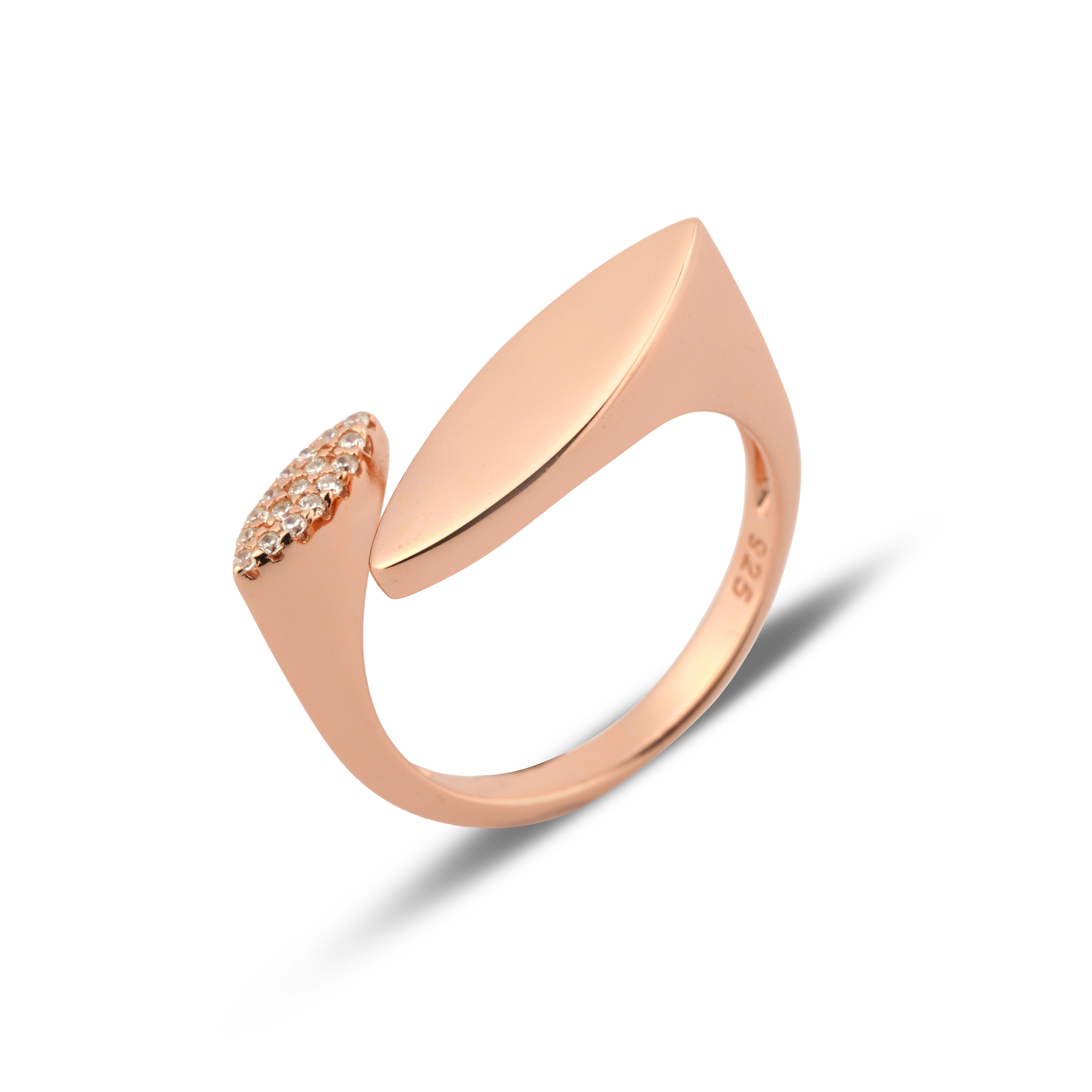 Petal Arc Silver Diamond Ring