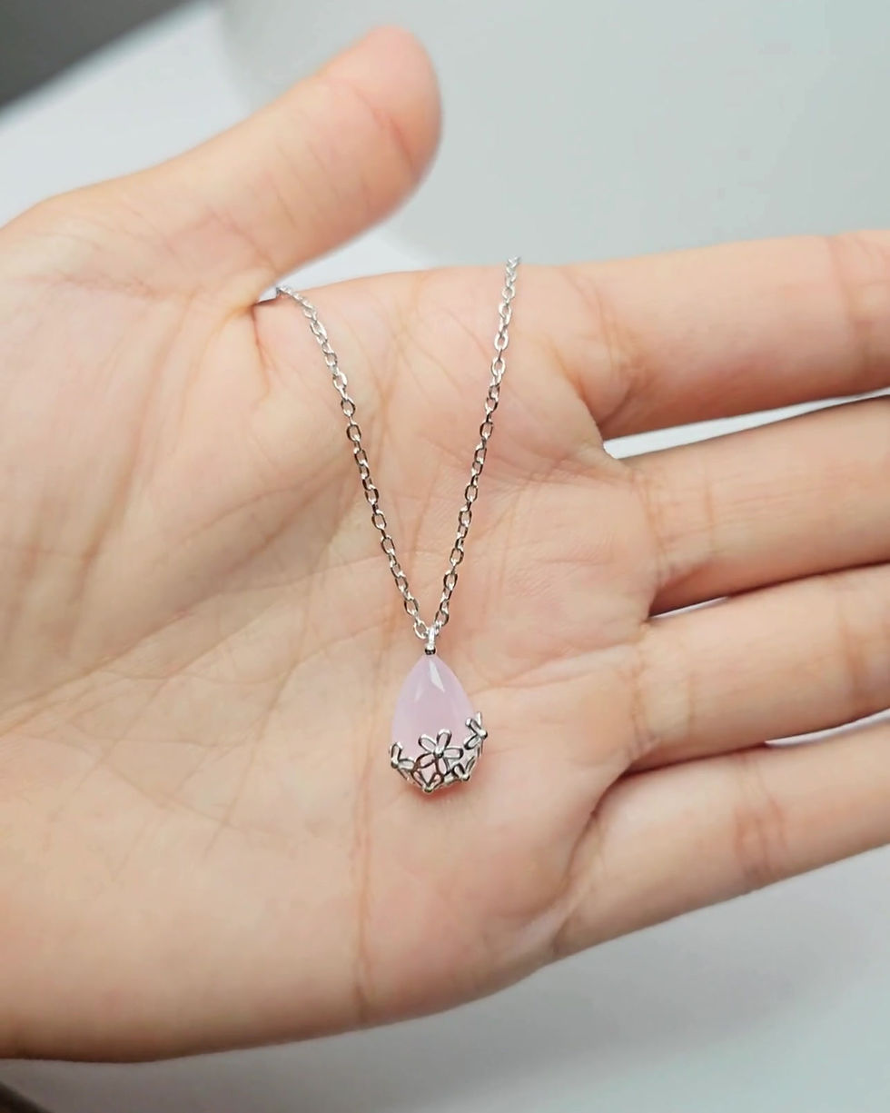 Thumbnail: The Pink Flora Silver Necklace