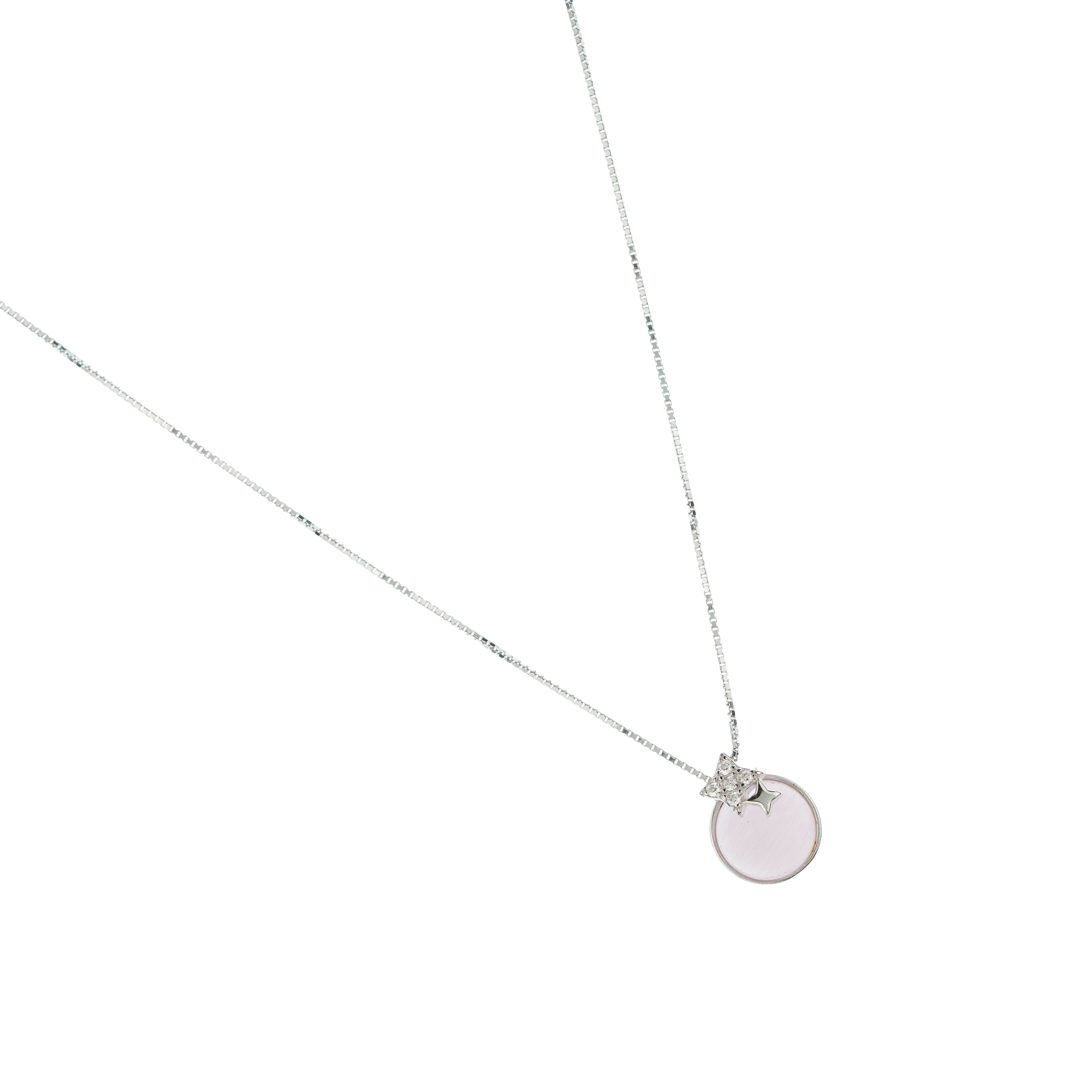 Pinkstone Shimmering Silver Necklace
