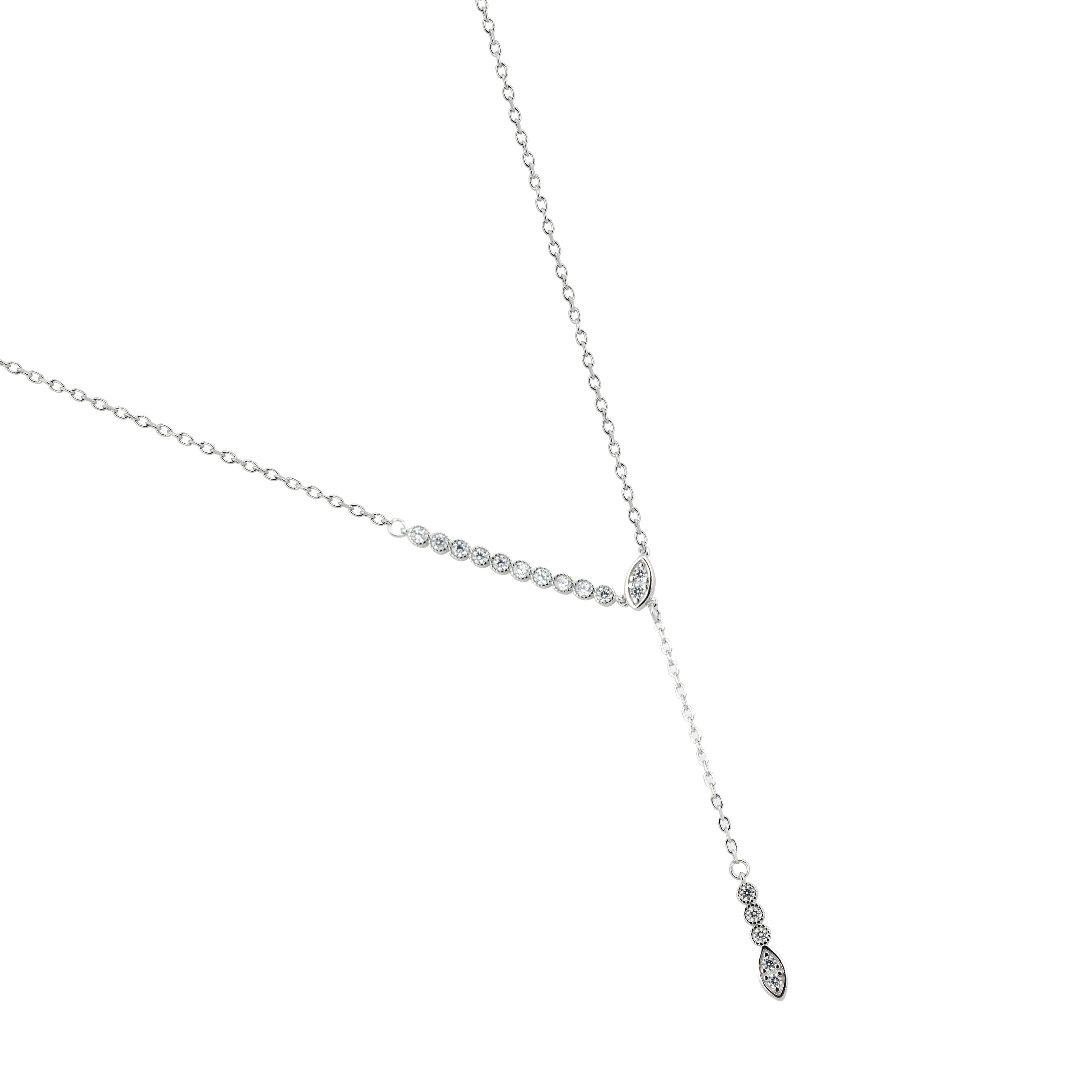 Dainty Sterling Silver Y-Drop Diamond Necklace