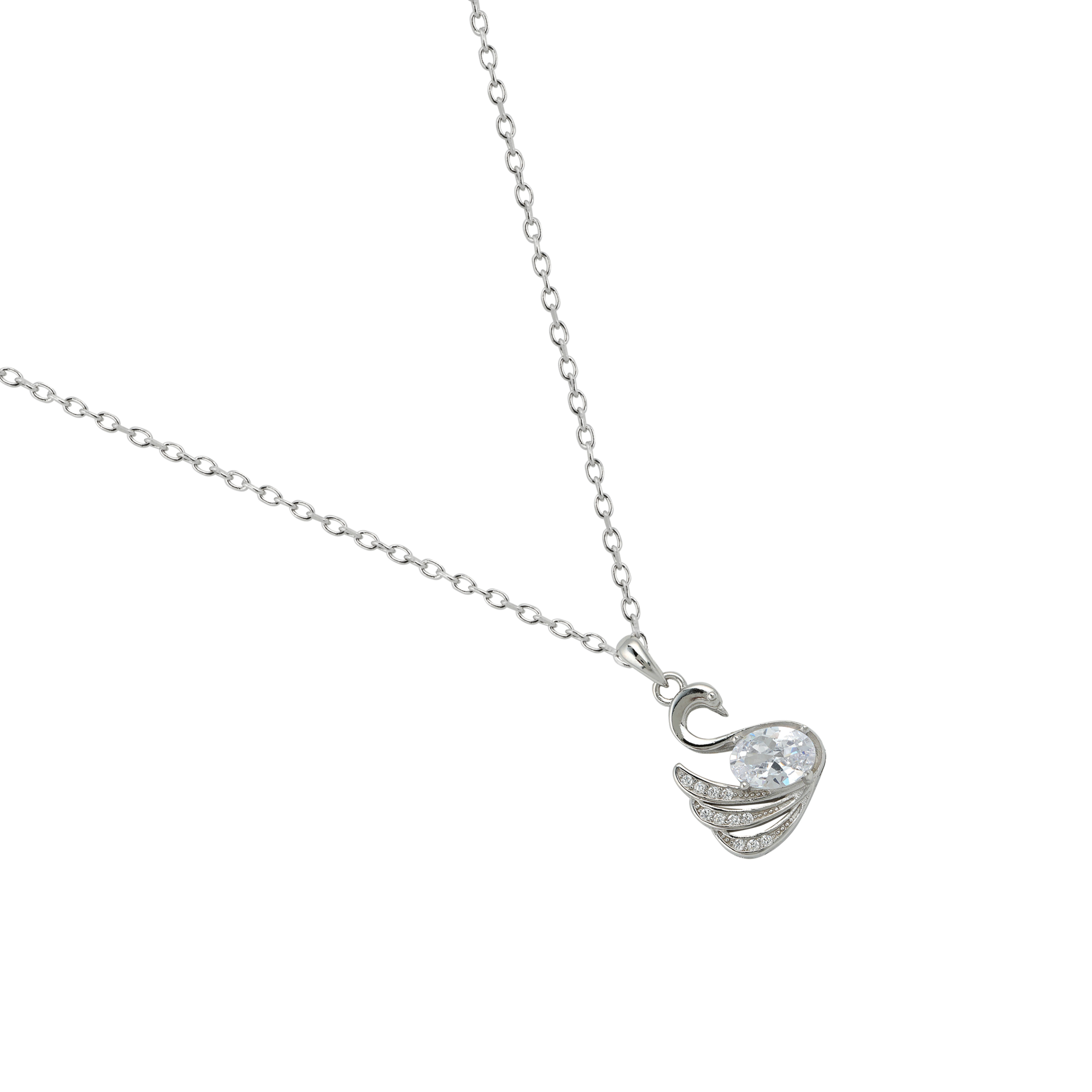Celestial Swan Silver Necklace