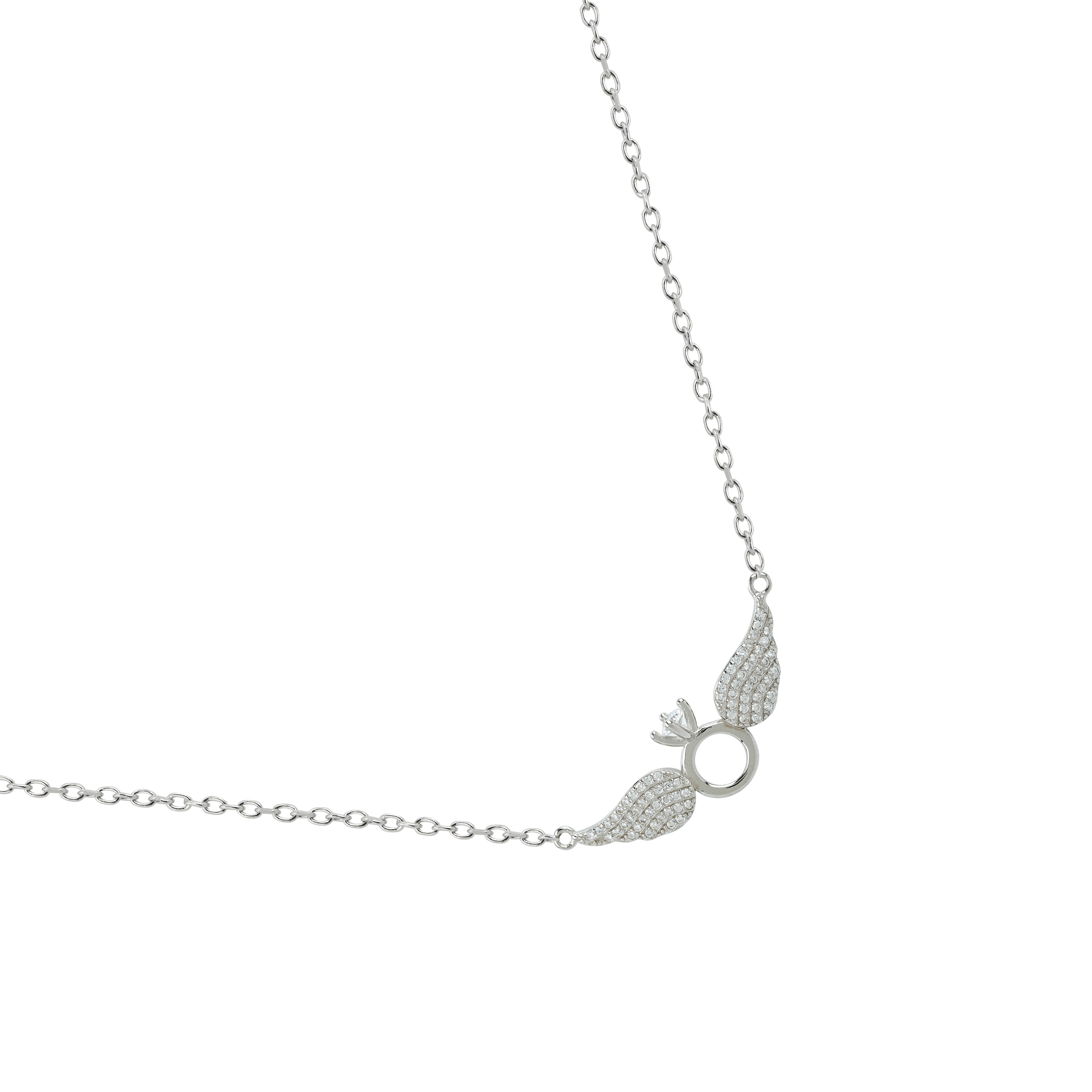 Faith & Wings Silver Diamond Necklace