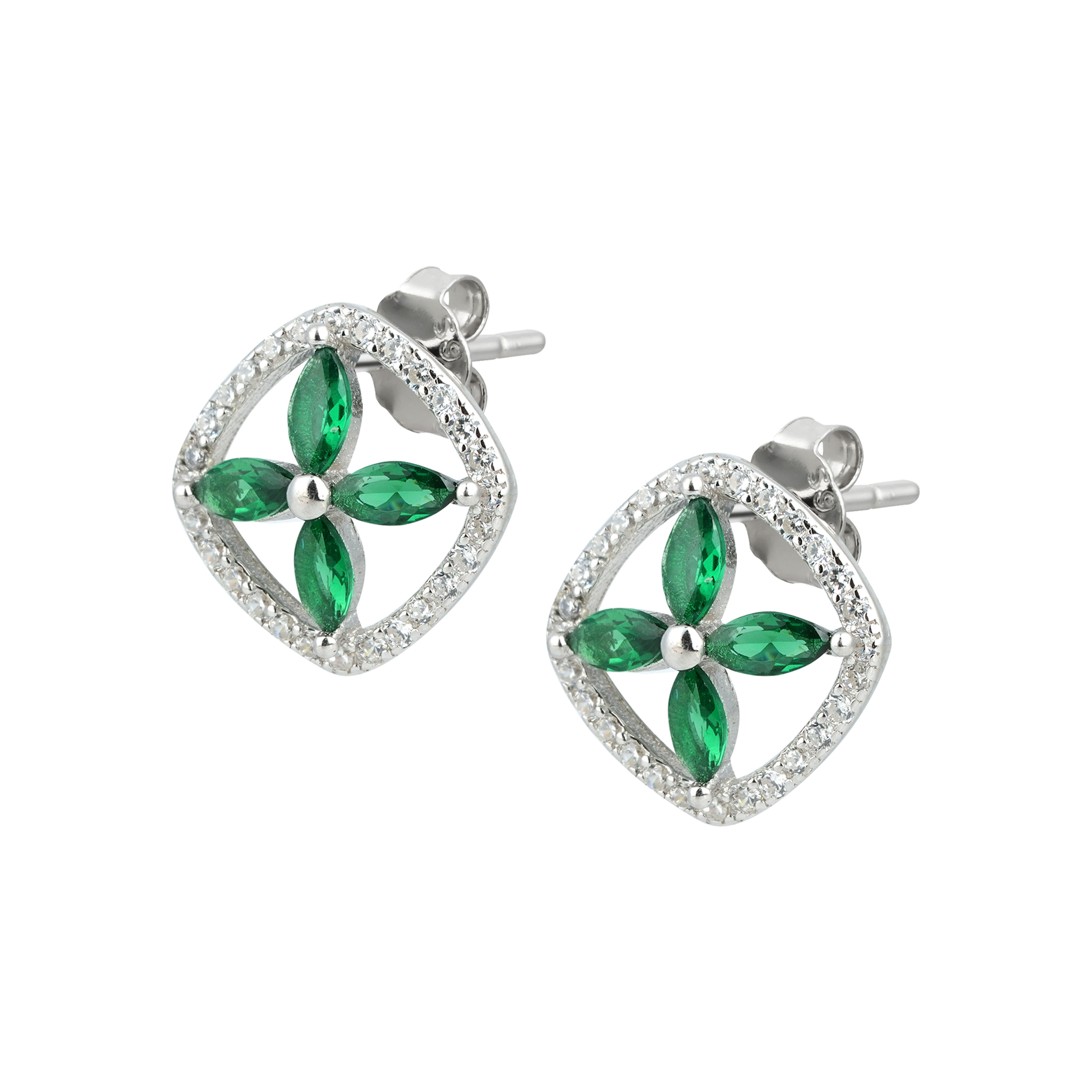 Emerald Floral Frame Earring