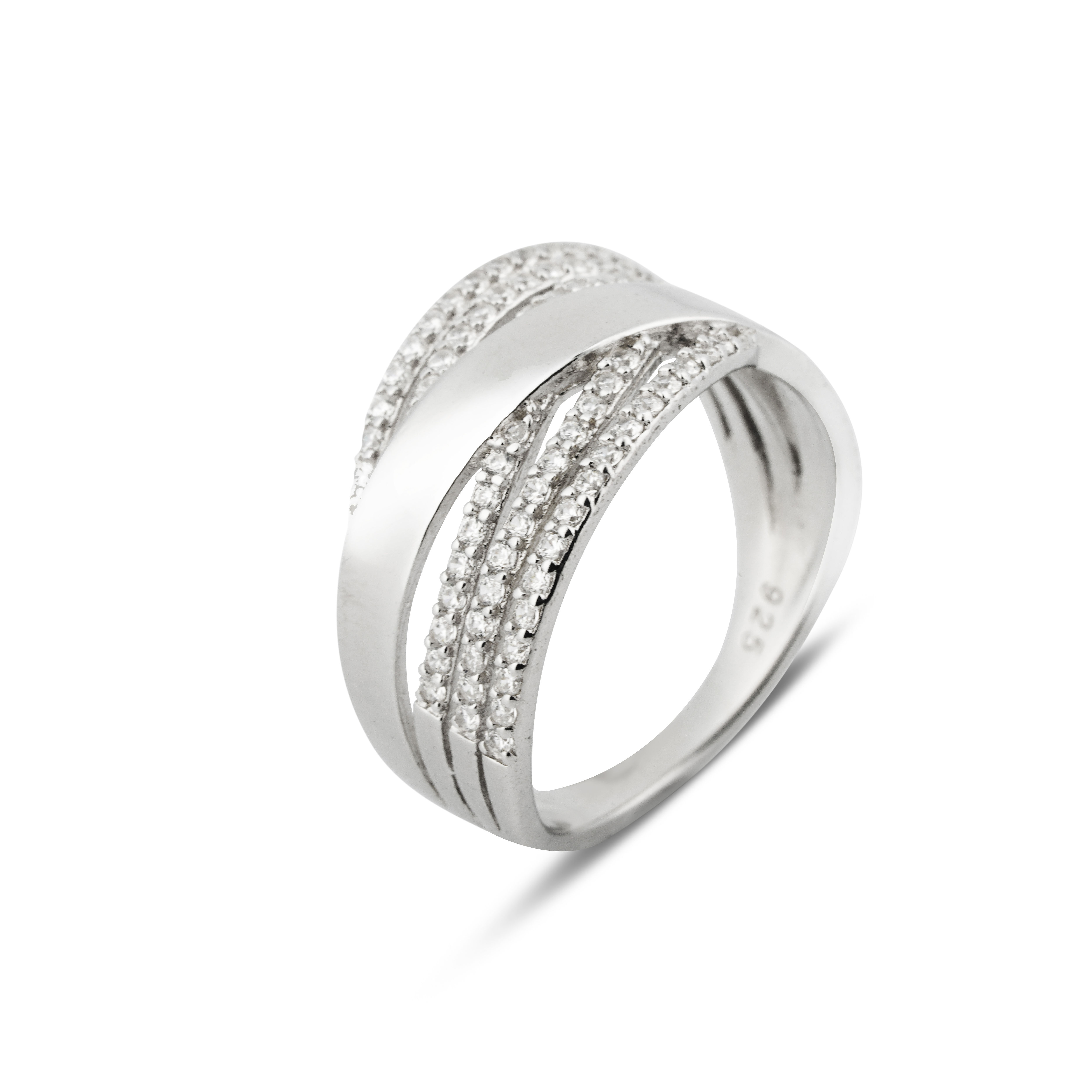 Lattice Silver Diamond Ring