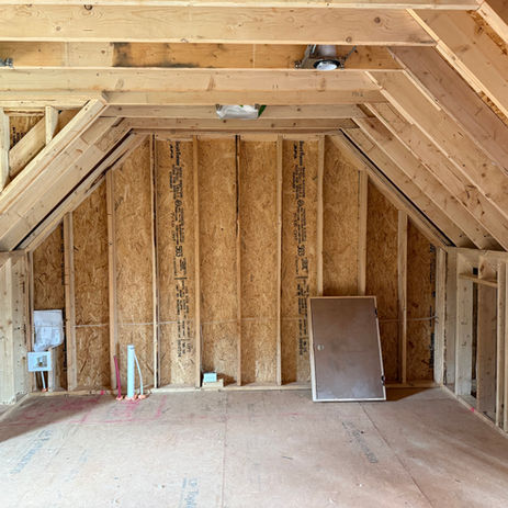 Existing garage before loft addition renovation by Becher Construction.