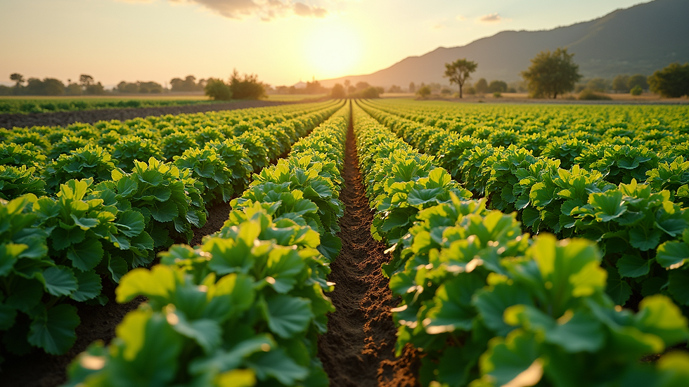 High angle view of a vibrant farm showcasing diverse crops under sustainable practices