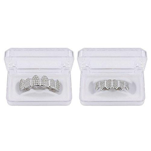 Thumbnail: 18K Gold Plated  Macro Pave CZ Iced-Out Grillz with Extra Molding Bars Included