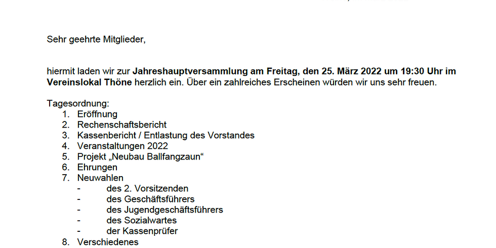 Jahreshauptversammlung 2022