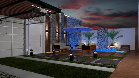 render interior atardecer