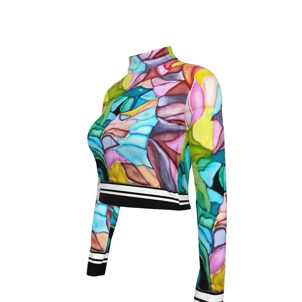 Thumbnail: Eco-Friendly All-Over Print Women's Turtleneck T-shirt With Long Sleeve