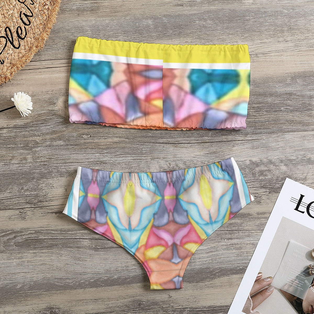 All-Over Print Women's Strapless Bikini Swimsuit