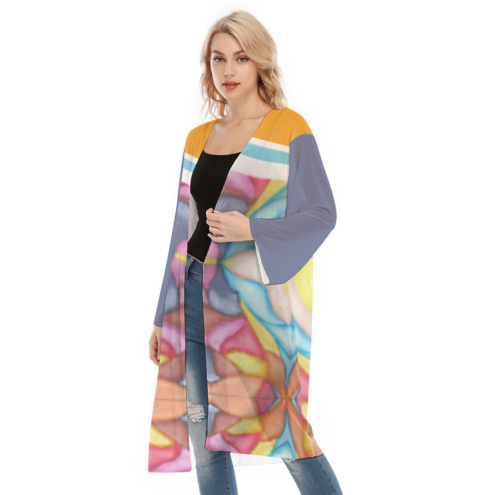 Thumbnail: All- Over Print Women's Long Sleeve Mesh Cardigan