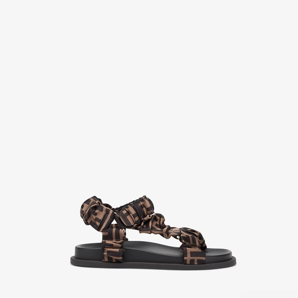Thumbnail: Fendi Feel Brown Satin Sandals