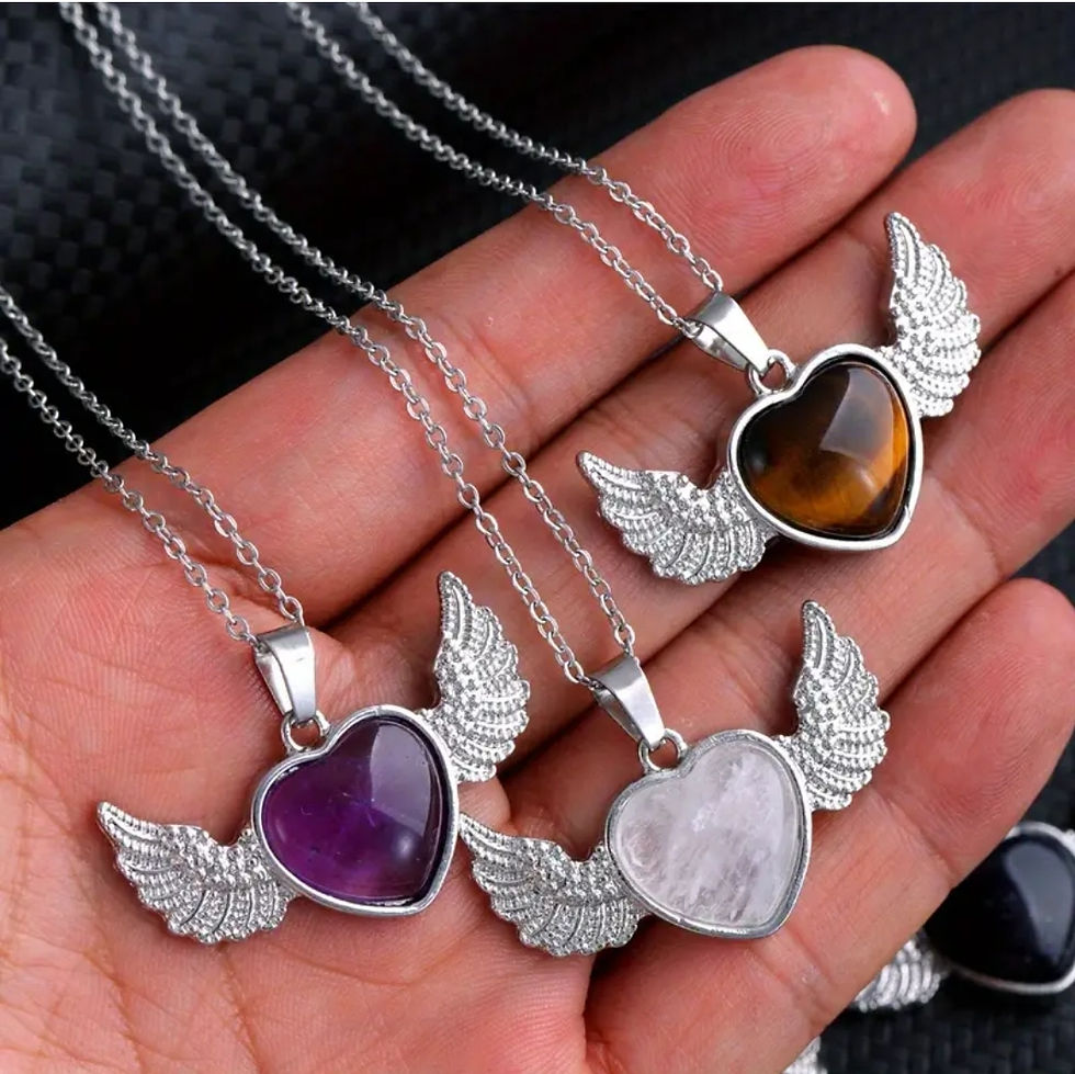 Miniature : Winged Heart Crystal Pendant Necklace Assorted