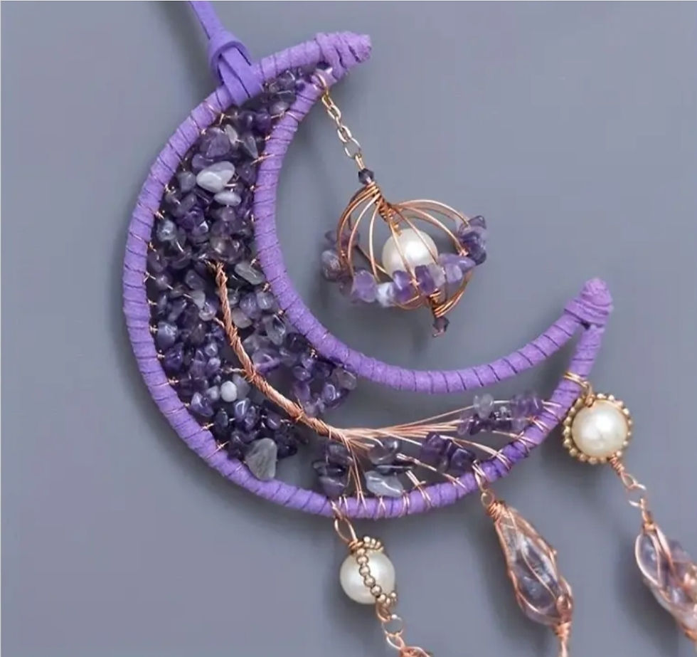 Miniaturbild: Purple Amethyst & Agate Crystal Moon Suncatcher