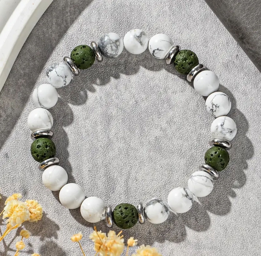 Howlite & Lava Bead Bracelet