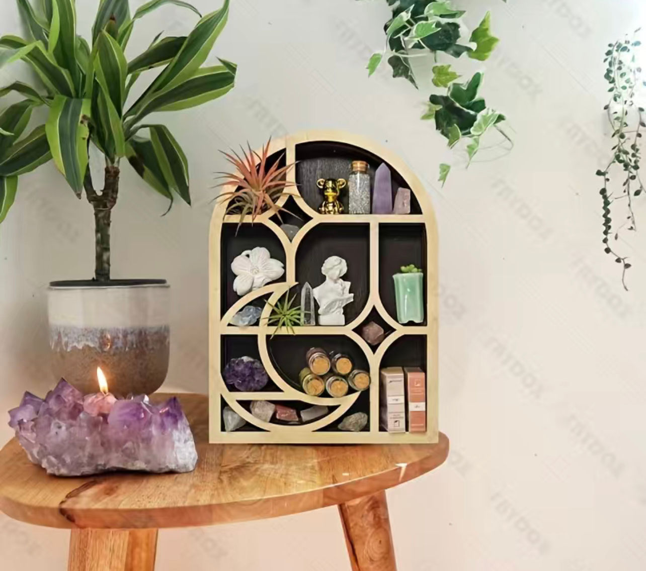 Moon Wooden Hanging Shelf