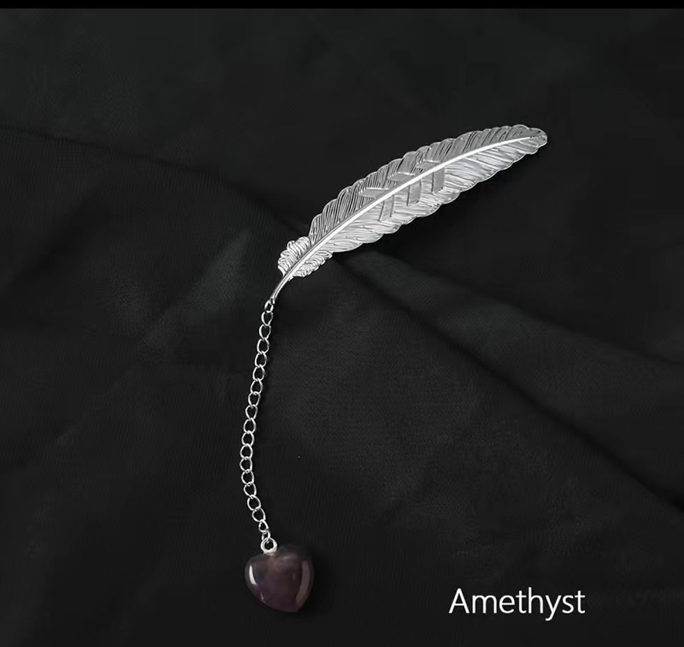 サムネイル： Metal Feather Crystal Bookmark