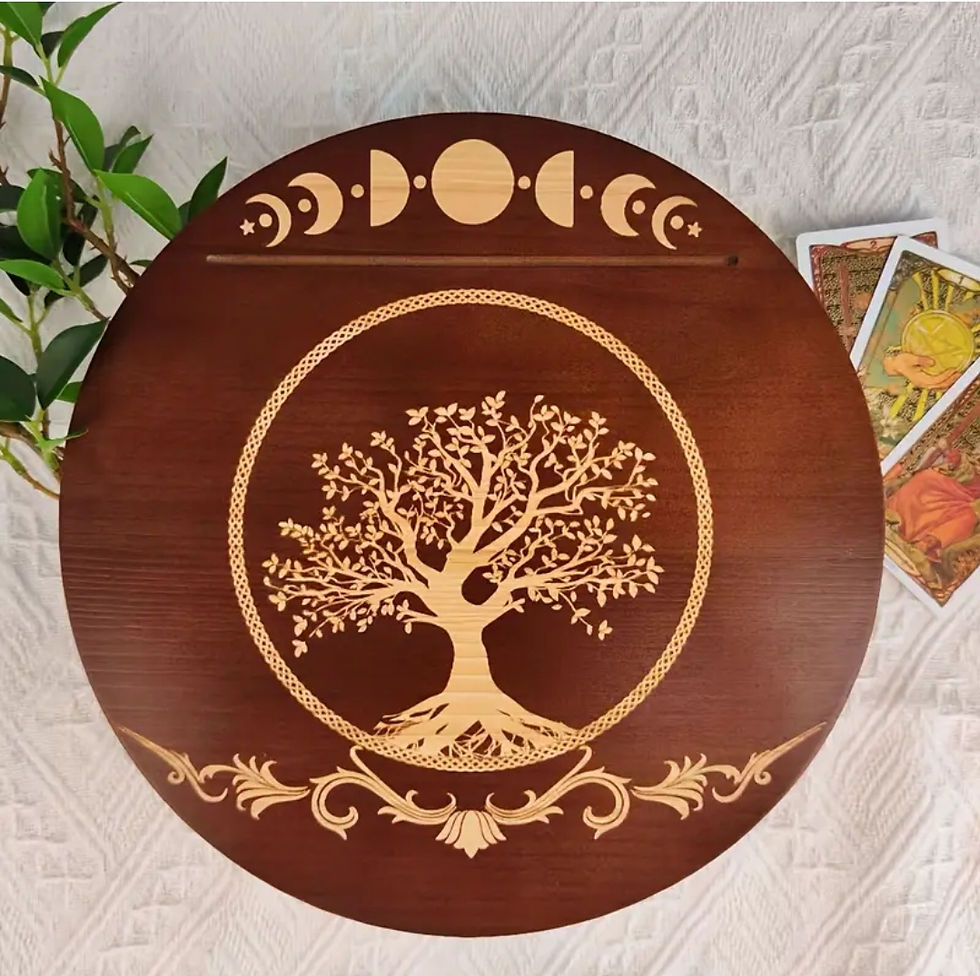 Miniature : Brown Tree of Life Round Wooden Altar Table