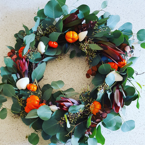 Fall wreath with eucalyptus