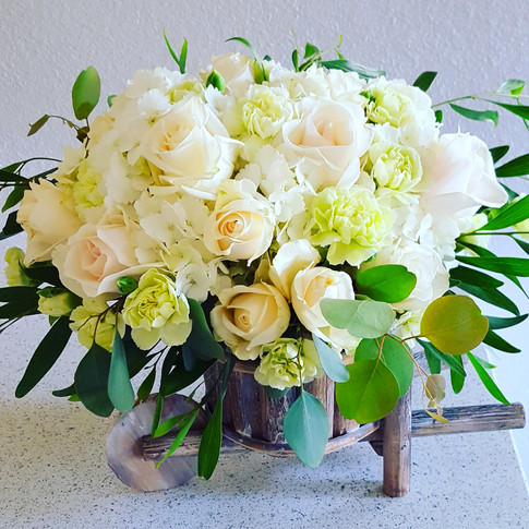 Ivory and green arrangement