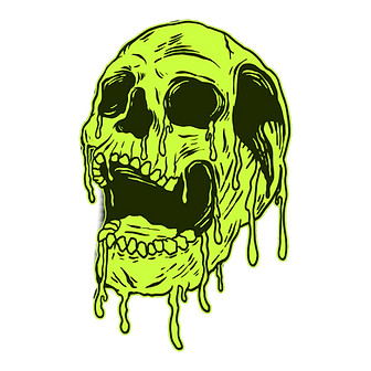 neon green skull with slime