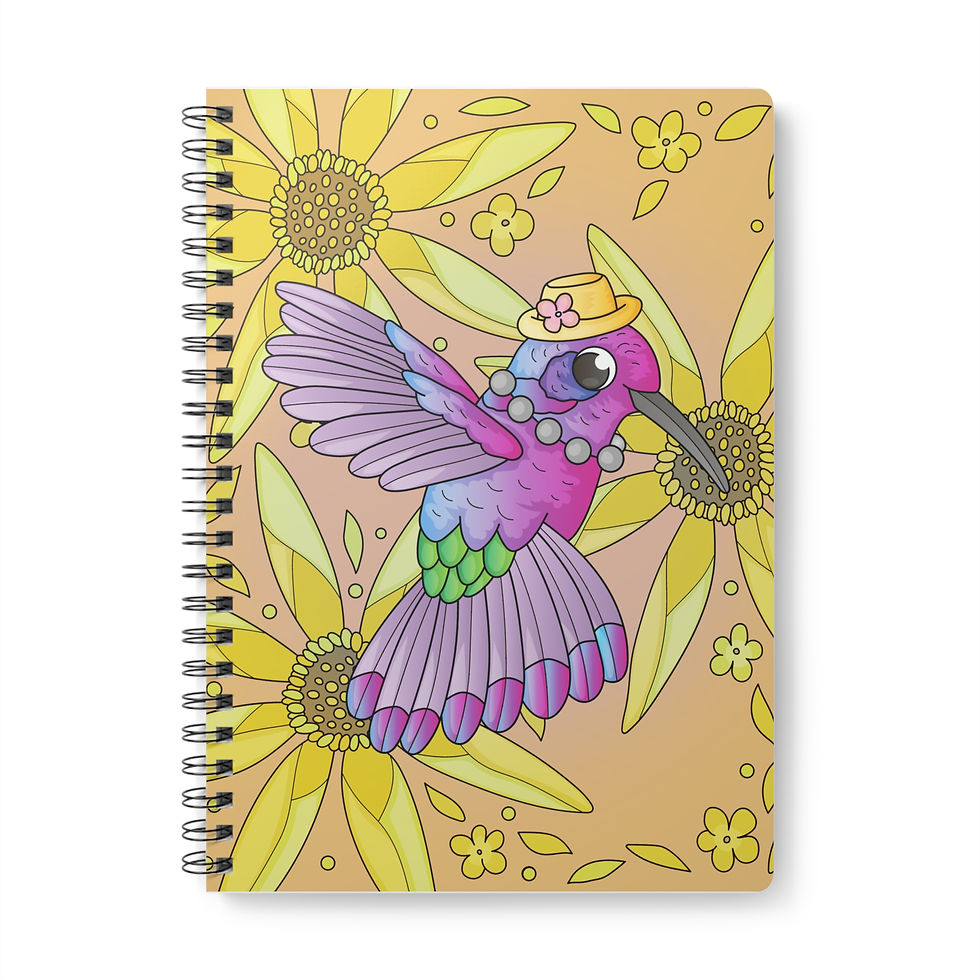 Vibrant Hummingbird Yellow Notebook, A5 Spiral Journal