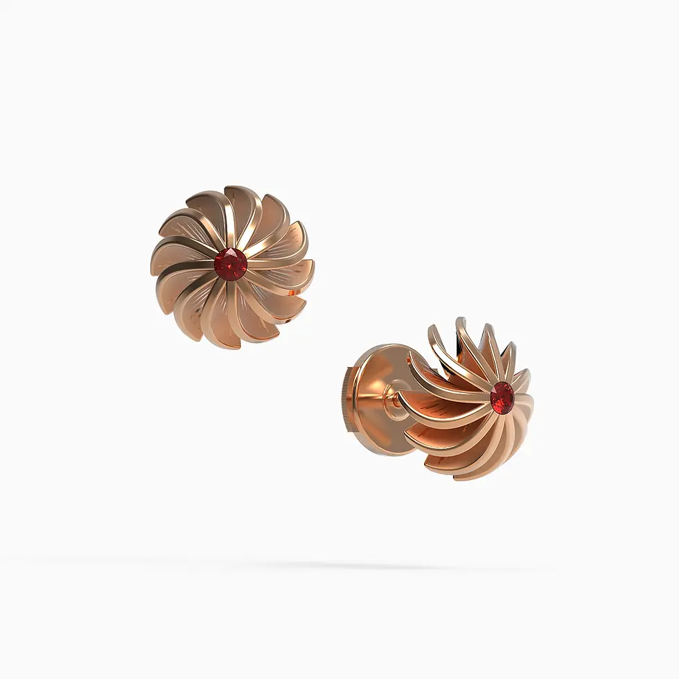 Fleur Earrings in Rose Gold, Ruby