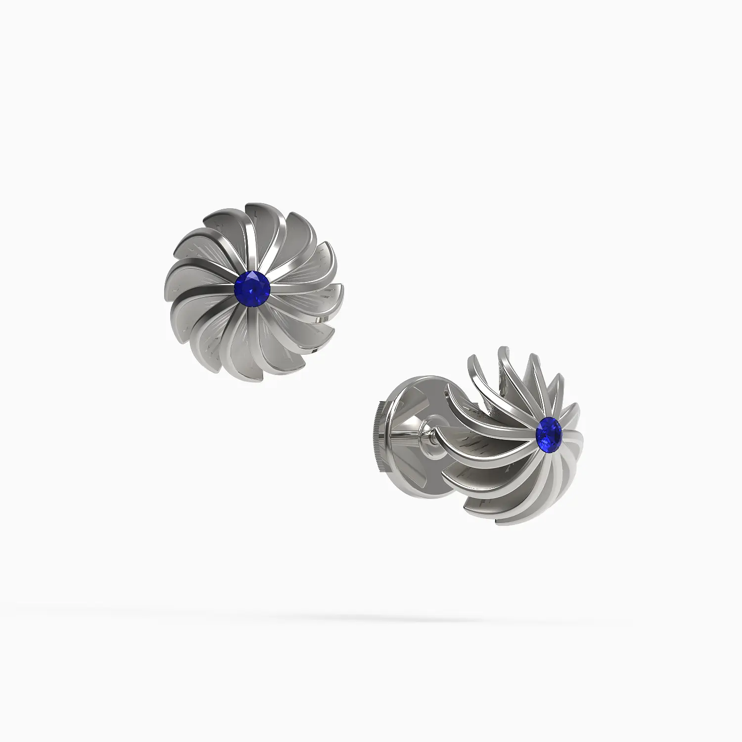 Fleur Earrings in White Gold, Sapphire
