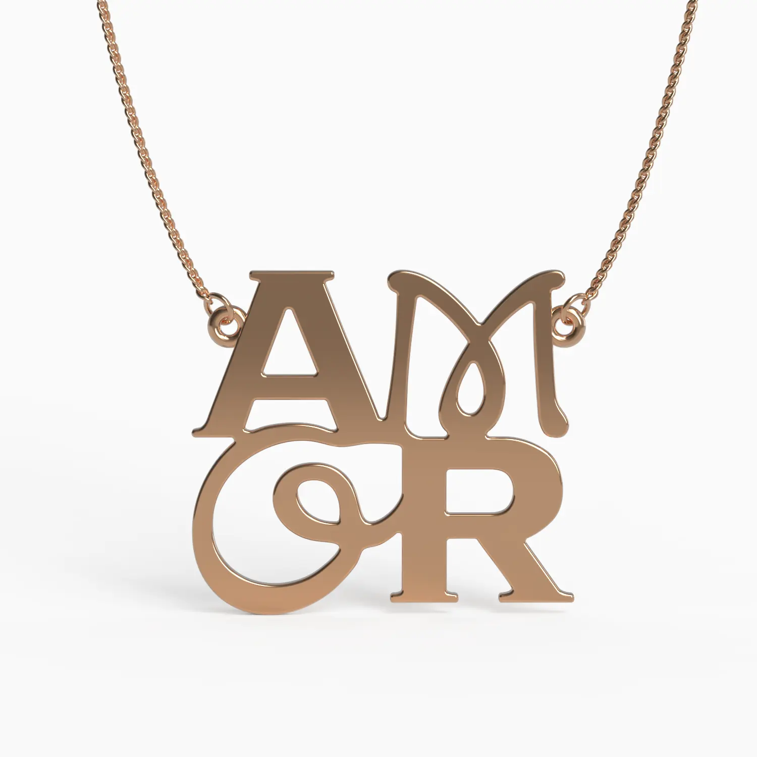Parisian AMOR Pendant in Rose Gold