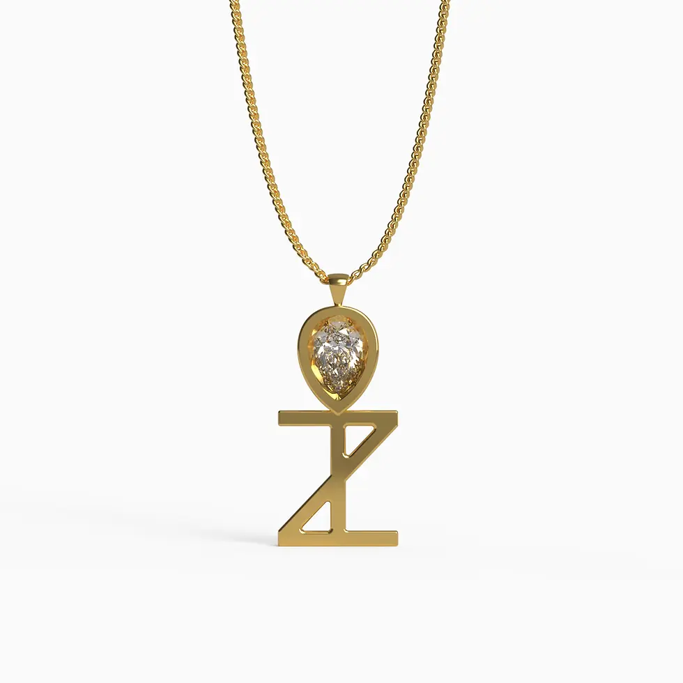 Ankh Motif Pendant in Yellow Gold and Diamond