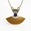 Thumbnail: Geisha Fan Pendant in Yellow Gold, Diamond, Sapphire, Swiss Blue Topaz