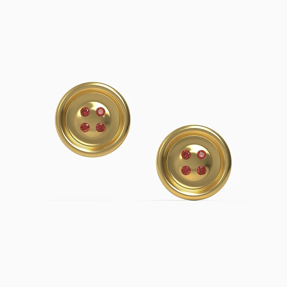 French Couture Button Earrings in Yellow Gold and Ruby