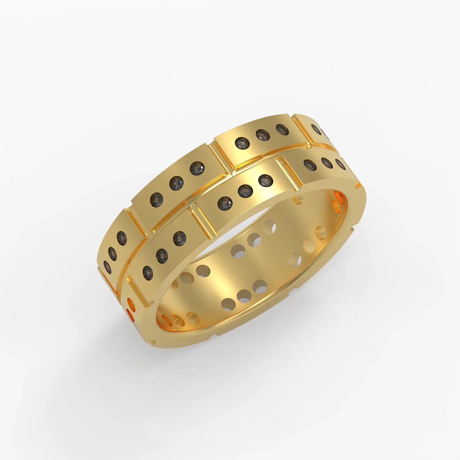 D'Amour Band in Yellow Gold and Black Diamonds