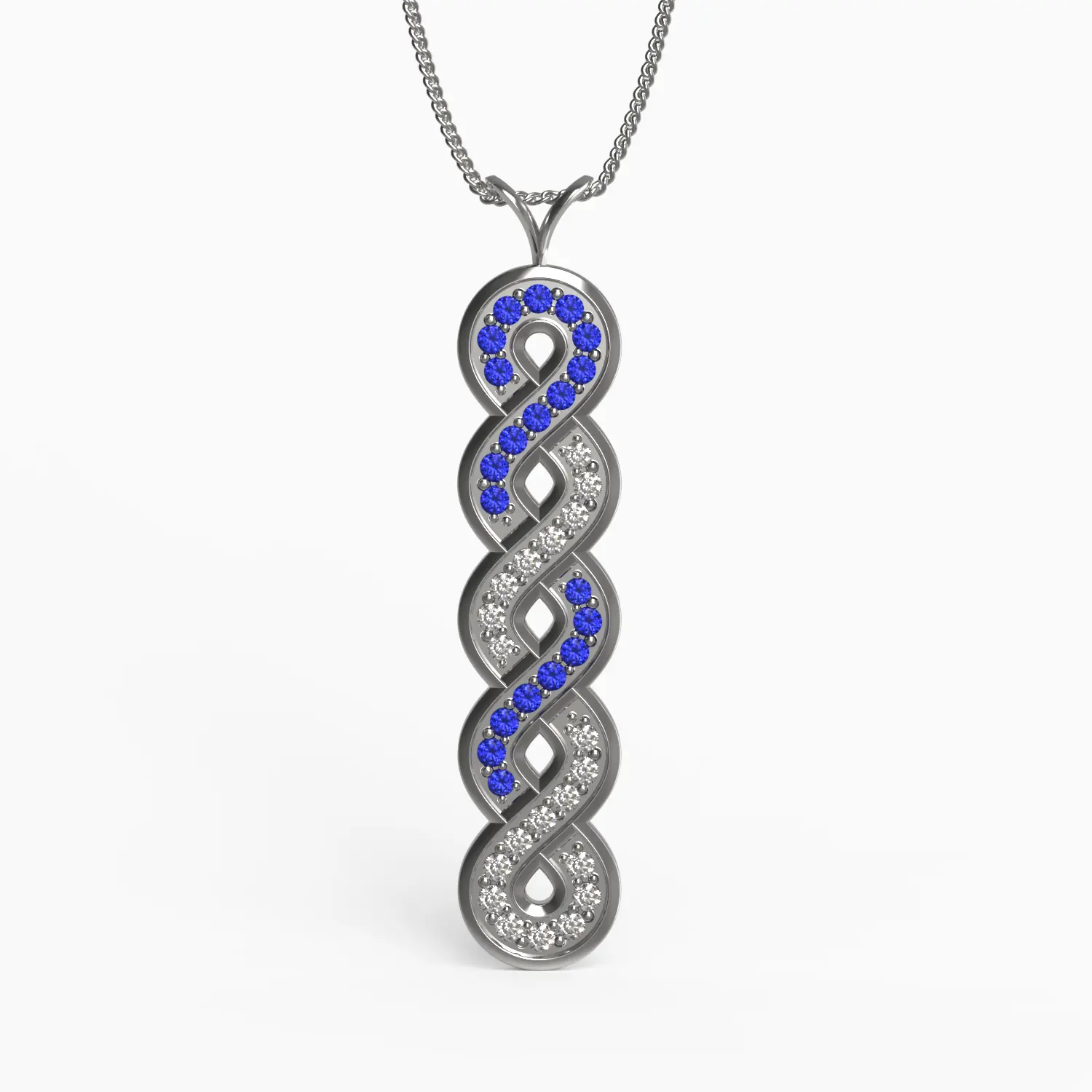 Ladinardò® Eternal Knot  Pendant in White Gold, Diamond, Sapphire