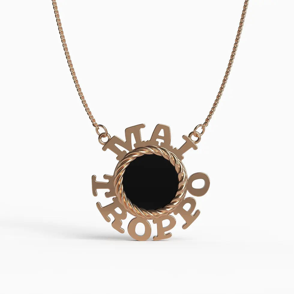 Mai Troppo "Never Too Much" Pendant in Rose Gold and Onyx