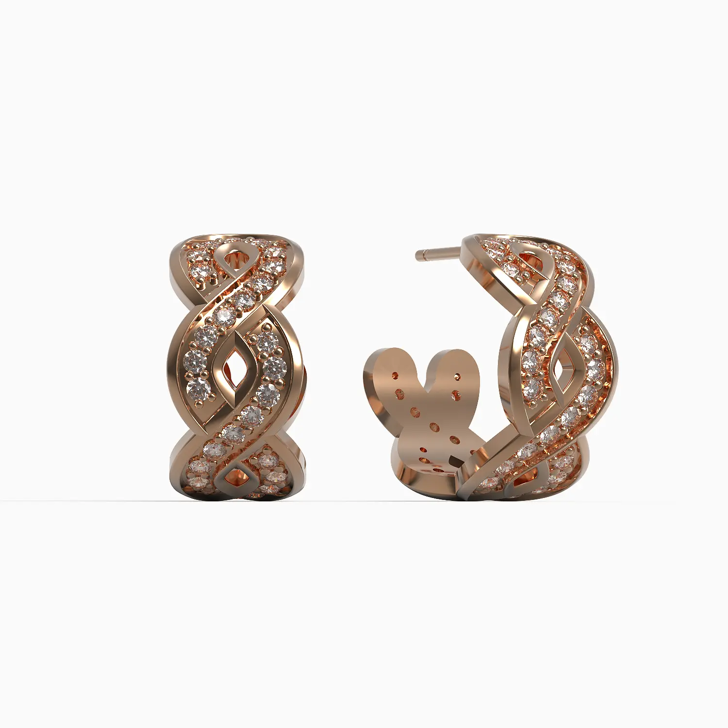 Eternal Knot Earrings in Rose Gold, Diamond
