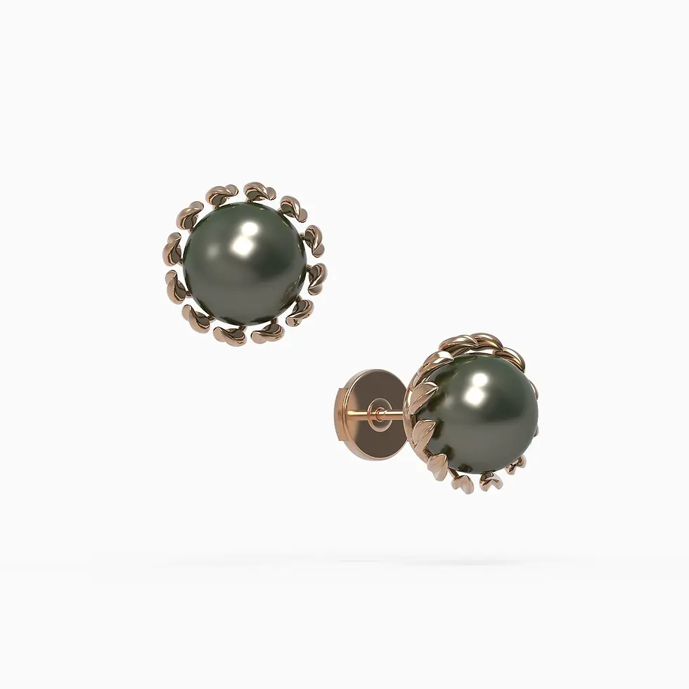 Ladinardò™ 2024 Solar Eclipse Stud Earrings in Rose Gold, Black Tahiti