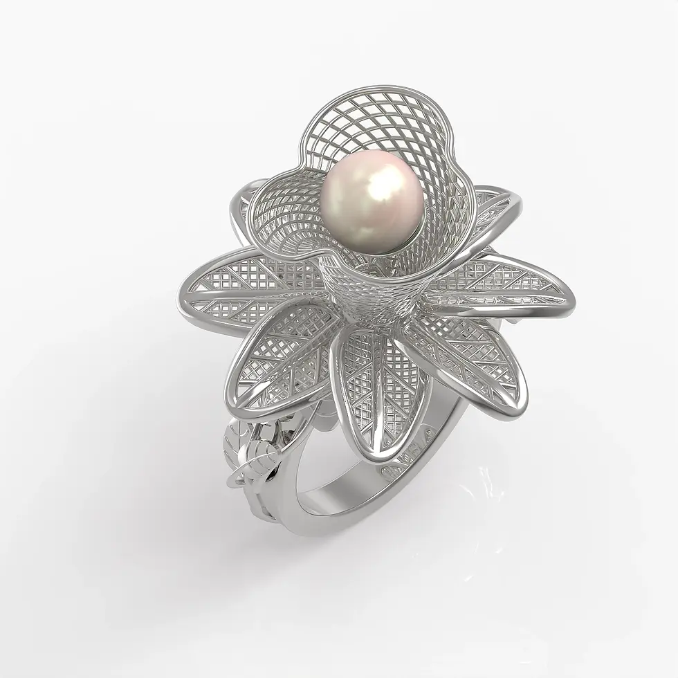 Fiorella Ring in White Gold and White Pearl