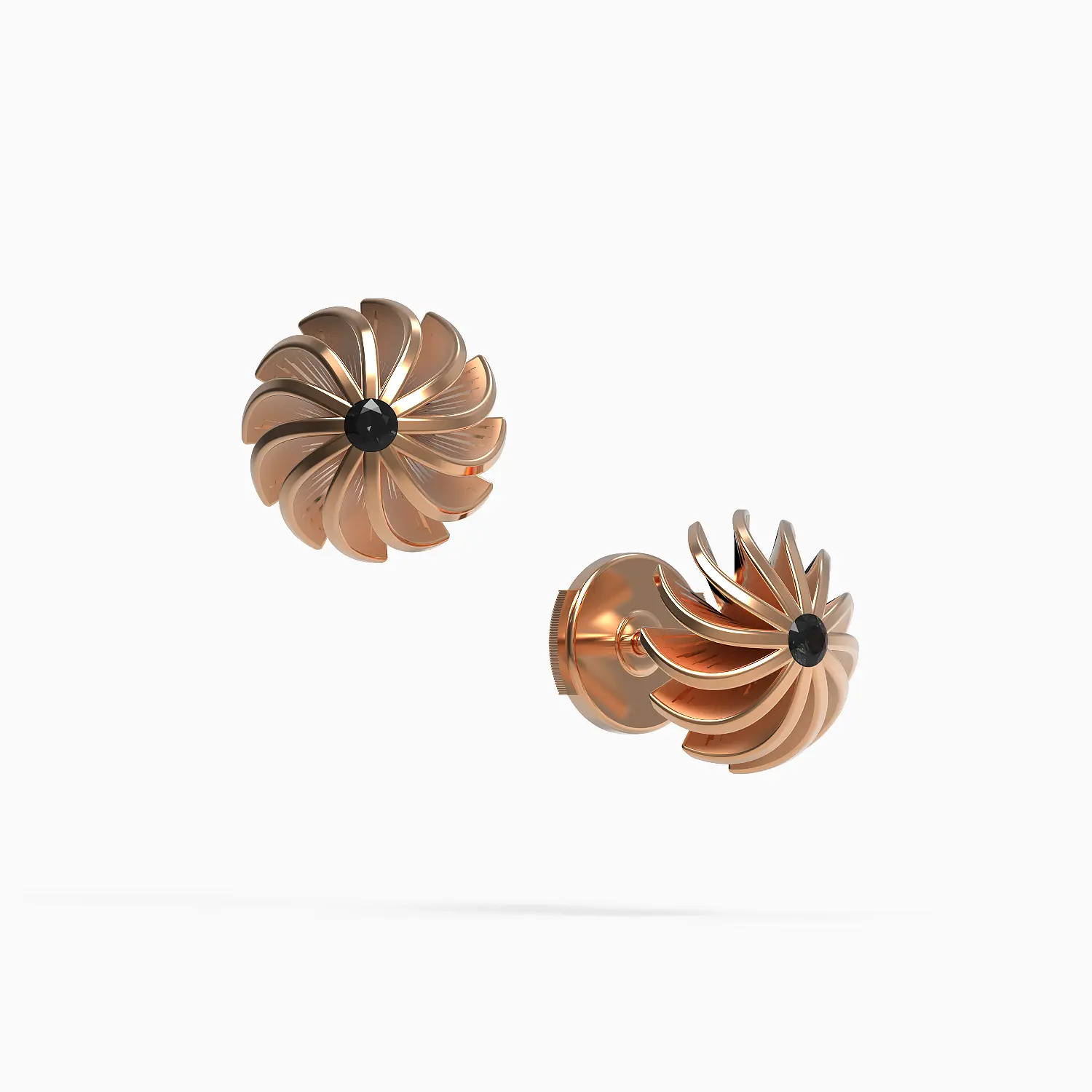 Fleur Earrings in Rose Gold, Black Diamond