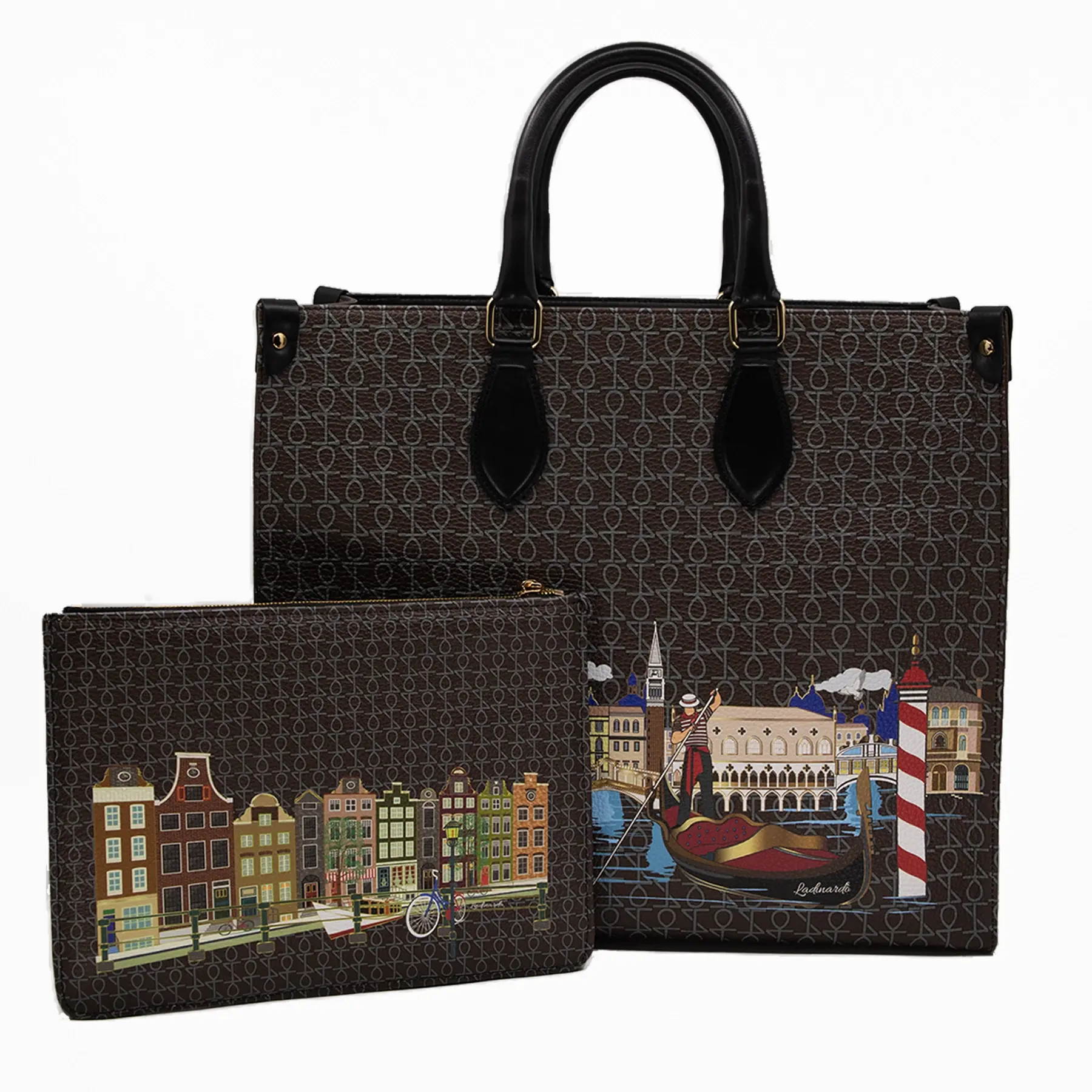 The Venetian Large Leather Tote with Clutch