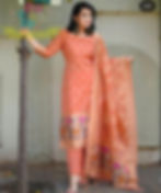 JAMDANI SUIT  design number 006 orange