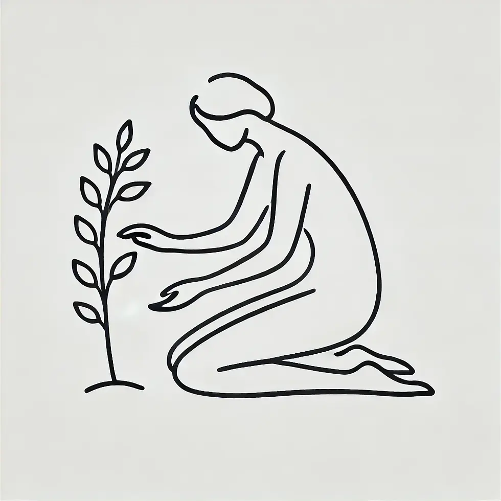 DALL·E 2024-12-17 08.25.51 - A simple black and white illustration of a person gently conn