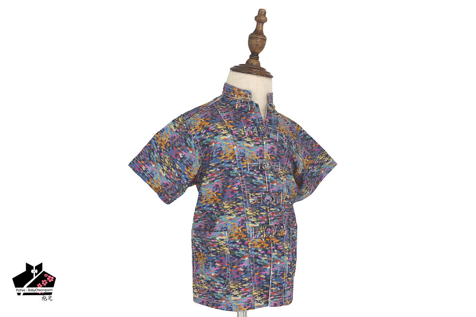 紫 / 油短袖唐裝