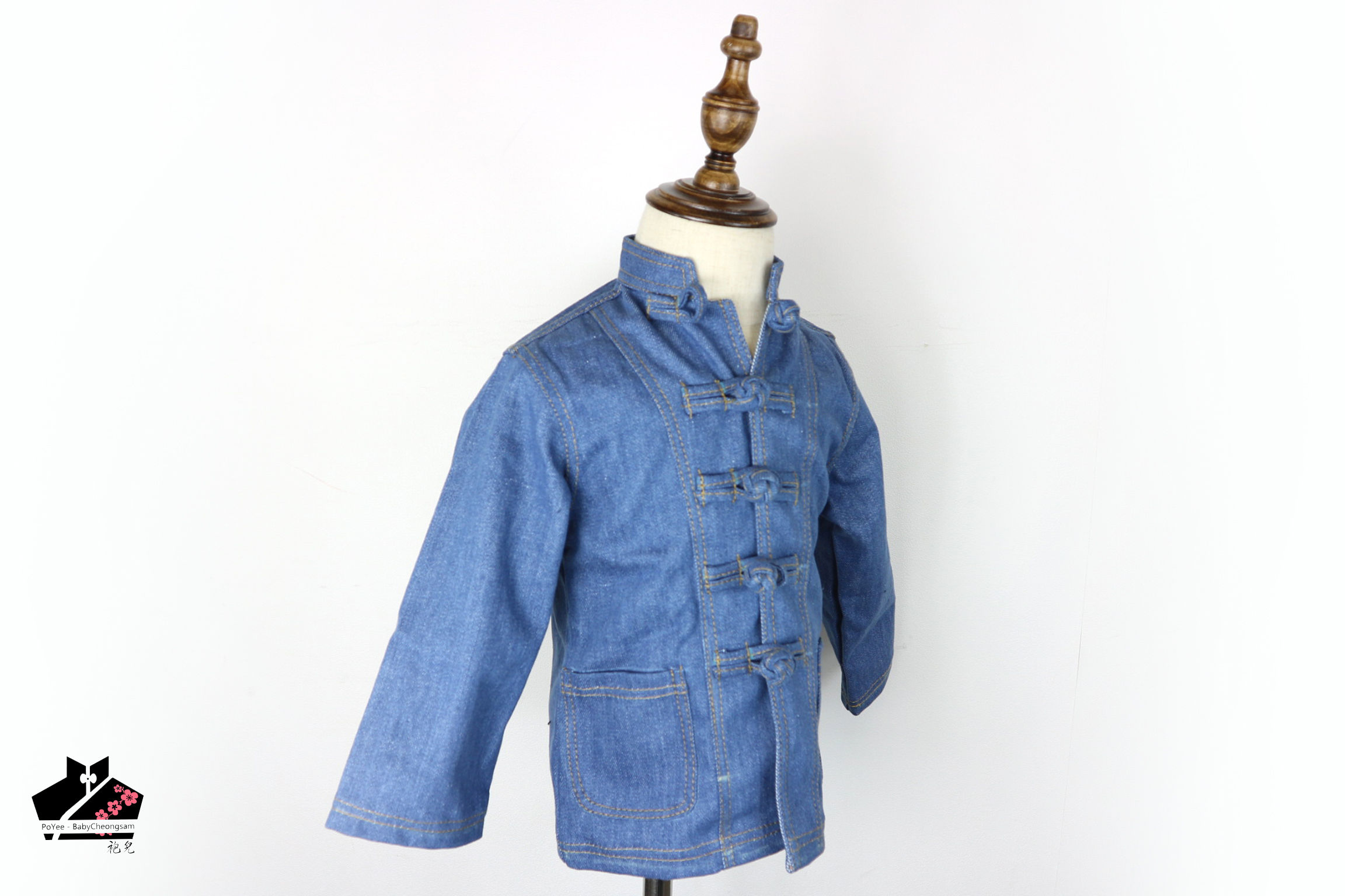 牛仔布長袖唐裝-11oz